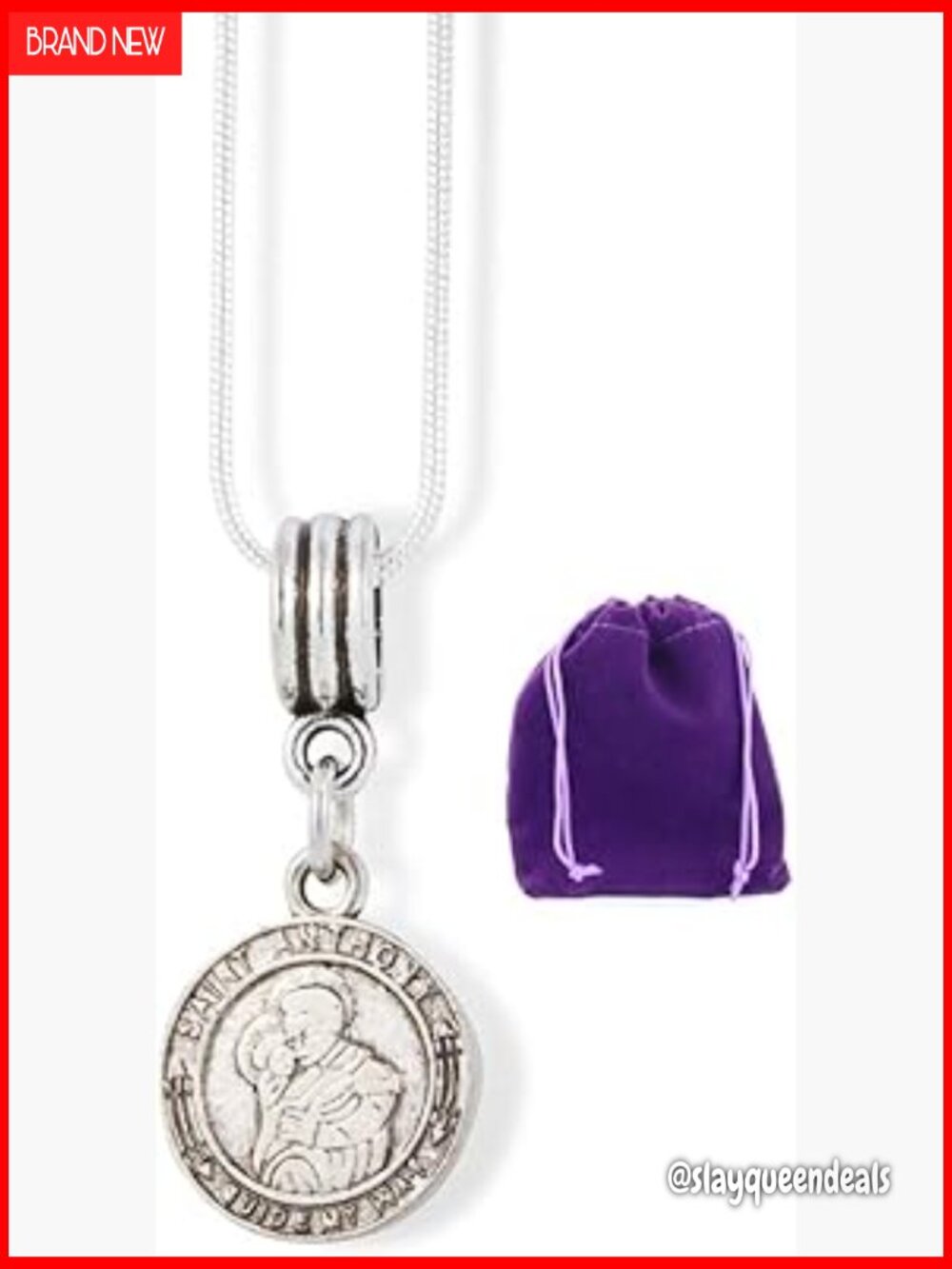 Saint Anthony Pendant Necklace - Religious Medal Charm for Men Women Stainless